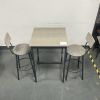 Bar Table Set with 2 Bar stools PU Soft seat with backrest, Grey, 23.62'' W x 23.62'' D x 35.43'' H