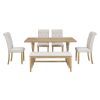 TREXM 6-Piece Retro Rectangular Dining Table Set