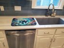 Manatee in a Dreamscape Dish Drying Mat Absorbent Dish Drying Mat Pad for Kitchen Counter Dish Drainer Mat for Countertop, 14 x 21", Multicolor