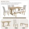 TREXM 6-Piece Retro Rectangular Dining Table Set
