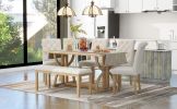 TREXM 6-Piece Retro Rectangular Dining Table Set