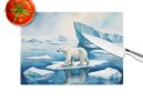 Polar Bear on the Ice Glass Cutting Board Decorative Tempered Glass Kitchen Cutting and Serving Board Large Size Chopping Board