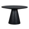 TREXM 5-piece Dining Set Retro Round Table with 4 Upholstered Chairs for Living Room, Dining Room (Black)