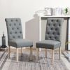 Banff 5-piece Dining Set, Cross-Buck Round Table with 4 Tufted Chairs, Gray