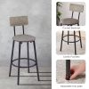 Bar Table Set with 2 Bar stools PU Soft seat with backrest, Grey, 23.62'' W x 23.62'' D x 35.43'' H