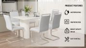 63 "medieval modern cream style MDF dining table and PU armless dining chair set 6. Silver plated metal legs dining chair set for home kitchen gatheri