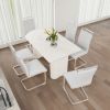 63 "medieval modern cream style MDF dining table and PU armless dining chair set 6. Silver plated metal legs dining chair set for home kitchen gatheri