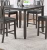 Grey Finish Dinette 5pc Set Kitchen Breakfast Counter height Dining Table w wooden Top Upholstered Cushion 4x High Chairs Dining room Furniture