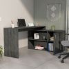 Smokey Oak 1-Drawer 2-Shelf L-Shaped Office Desk