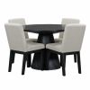 TREXM 5-piece Dining Set Retro Round Table with 4 Upholstered Chairs for Living Room, Dining Room (Black)