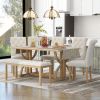 TREXM 6-Piece Retro Rectangular Dining Table Set