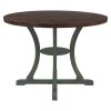 TREXM 5-Piece Round Dining Table and 4 Fabric Chairs with Special-shaped Table Legs and Storage Shelf (Antique Blue/ Dark Brown)