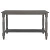 TREXM 6-Piece Counter Height Dining Table Set Table with Shelf 4 Chairs and Bench for Dining Room (Gray)