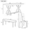 TREXM 6-Piece Retro Rectangular Dining Table Set