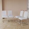 63 "medieval modern cream style MDF dining table and PU armless dining chair set 4. Silver plated metal leg dining chair set