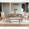 6-Piece Dining Table Set, Wooden Dining Table Set for 6, Kitchen Dining Table Set with 4 Upholstered Chairs and a Bench for Kitchen