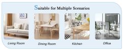 A modern minimalist style round transparent tempered glass table with gold metal legs