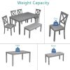 6 Piece Kitchen Dining Set, Rectangular Wooden Dining Table with 4 Upholstered Chairs and a Bench, Dining Table Set for 6 People, Living Room