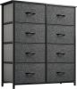 Dresser in the bedroom, tall dresser with 8 drawers, storage tower with fabric bin
