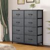 Dresser in the bedroom, tall dresser with 8 drawers, storage tower with fabric bin
