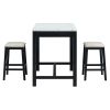 TREXM 5-Piece Modern Faux Marble Versatile Bar Table Set with Storage Drawers and Padded Stools