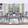 6 Piece Kitchen Dining Set, Rectangular Wooden Dining Table with 4 Upholstered Chairs and a Bench, Dining Table Set for 6 People, Living Room